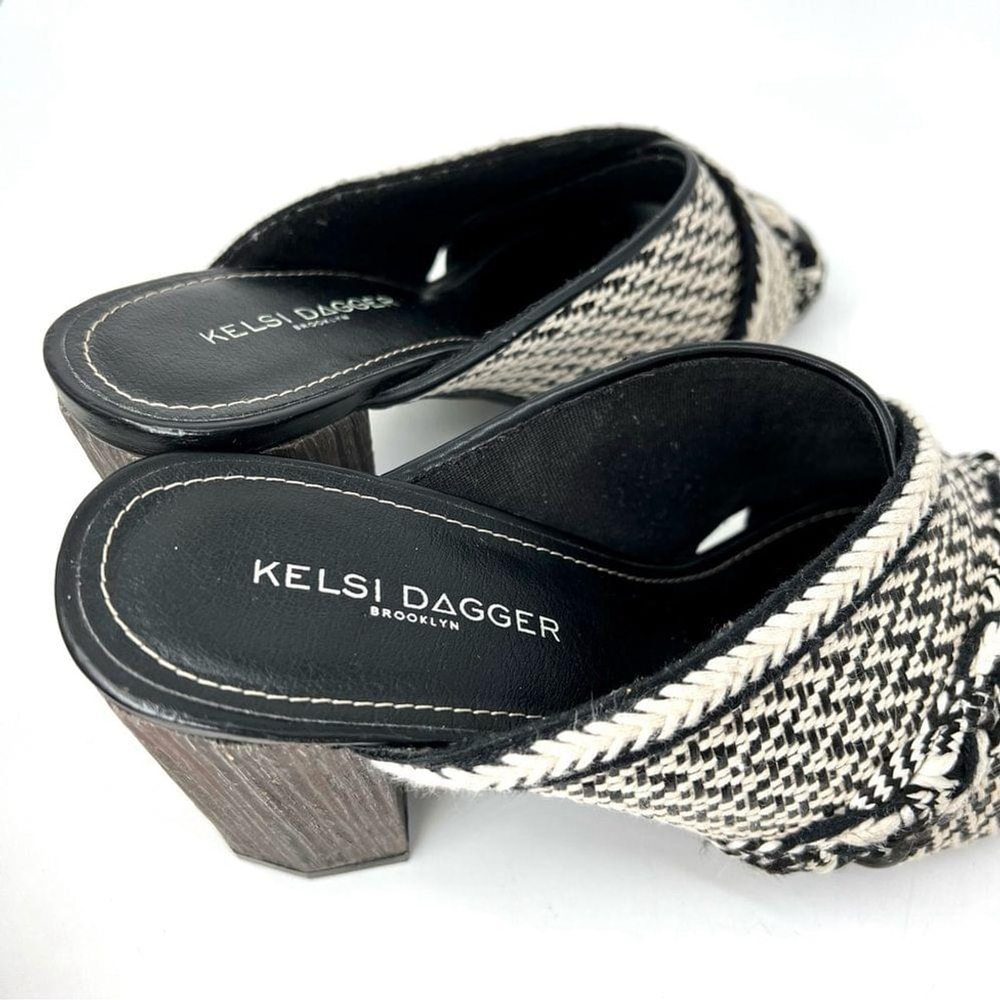 Kelsi Dagger Brooklyn Cosmo Black Sandal Block Heel Mules Size 8 - Picture 5 of 8